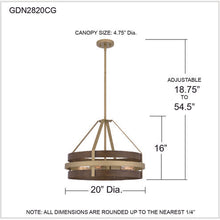 Load image into Gallery viewer, Gadsen 4 Light 20 inch Champagne Gold Pendant Ceiling Light