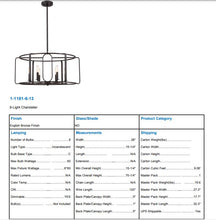 Load image into Gallery viewer, Santina 6-Light 28 inch English Bronze Chandelier Ceiling Light