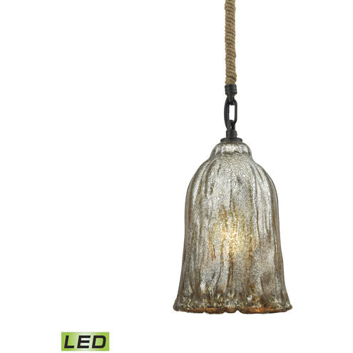 Hand Formed Glass LED 6 inch Oil Rubbed Bronze Mini Pendant Ceiling Light