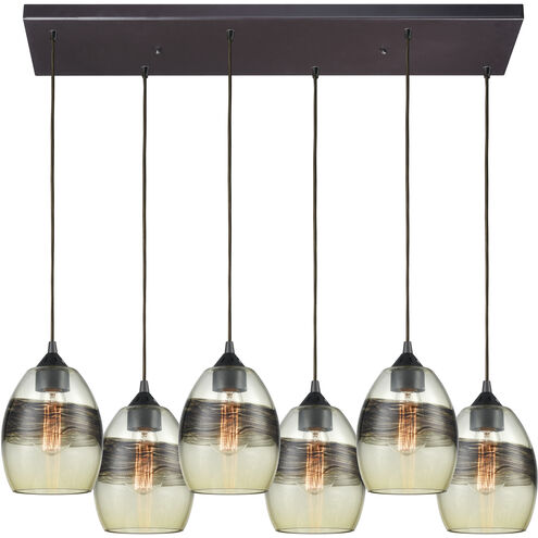 Whisp 6 Light 32 inch Oil Rubbed Bronze Multi Pendant Ceiling Light, Rectangular