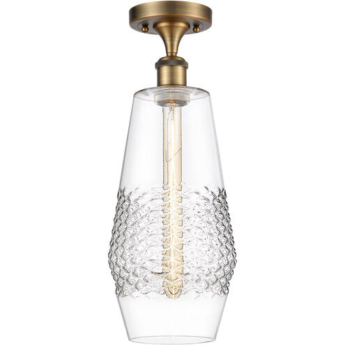 Ballston Windham LED 7 inch Brushed Brass Semi-Flush Mount Ceiling Light