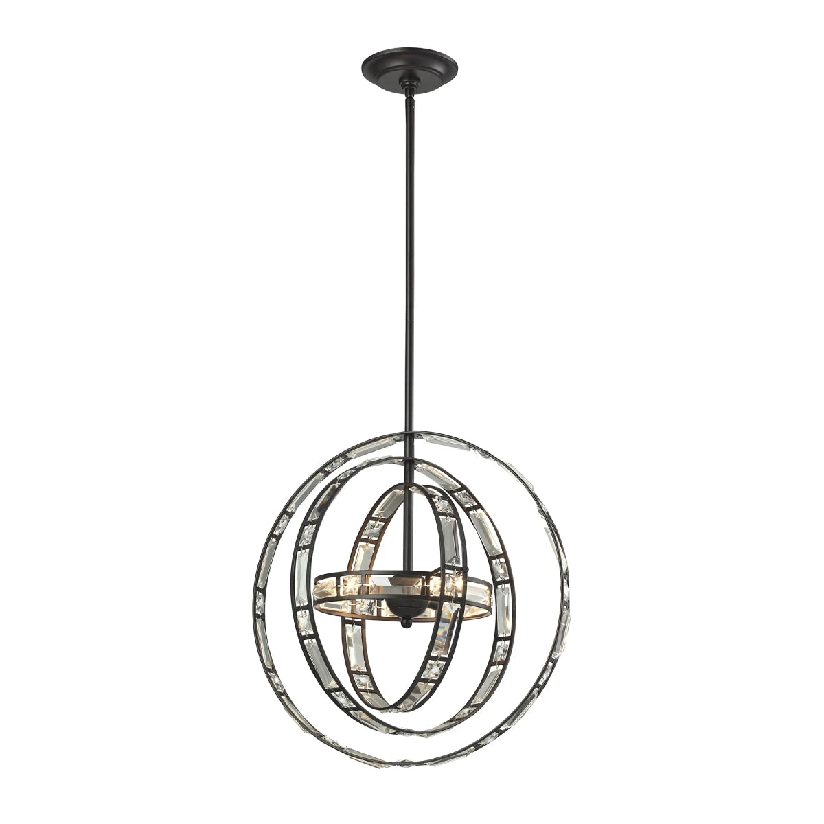 Elk 31660/3 Crystal Orbs Pendant, 3-Light 120 Total Watts, Oil Rubbed Bronze