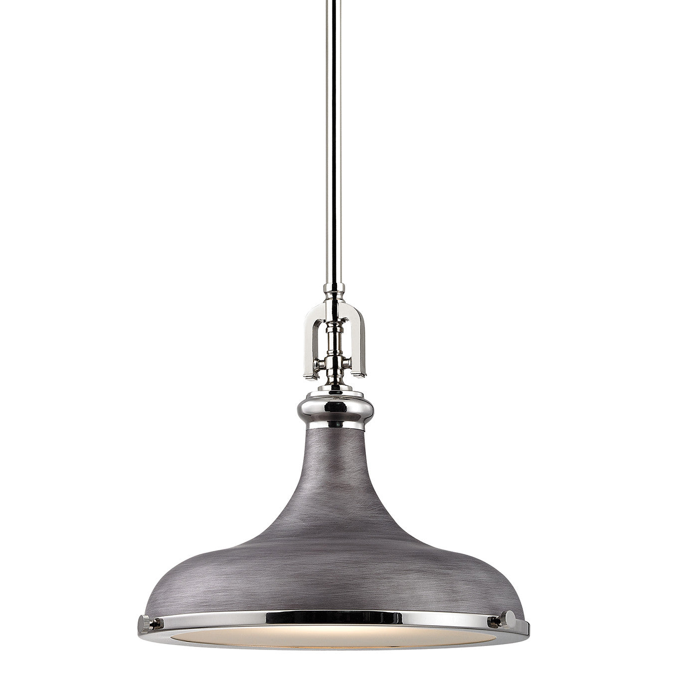 Elk Lighting Rutherford 1 Light 15" Wide Pendant weathered zinc with polished nickel accents