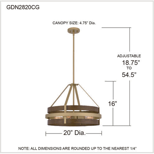 Gadsen 4 Light 20 inch Champagne Gold Pendant Ceiling Light
