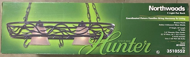 Two-Light Hanging Pot Rack with Six Included Hooks